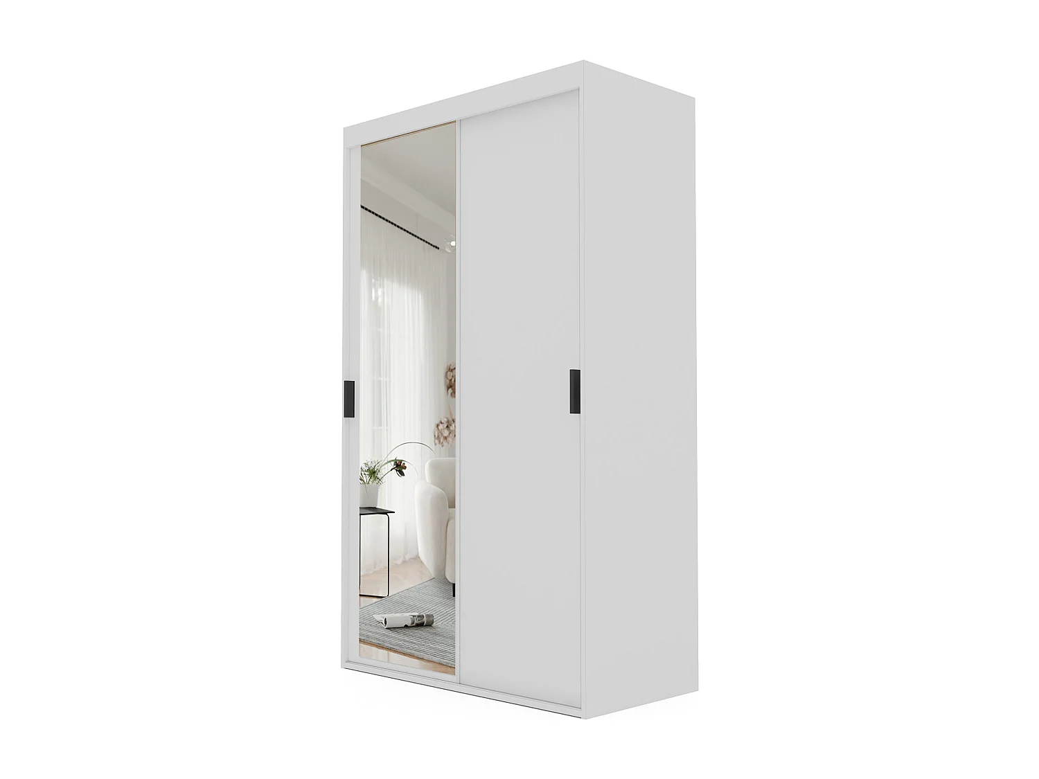 Armoire coulissante blanche à deux portes PEDRI 120 cm