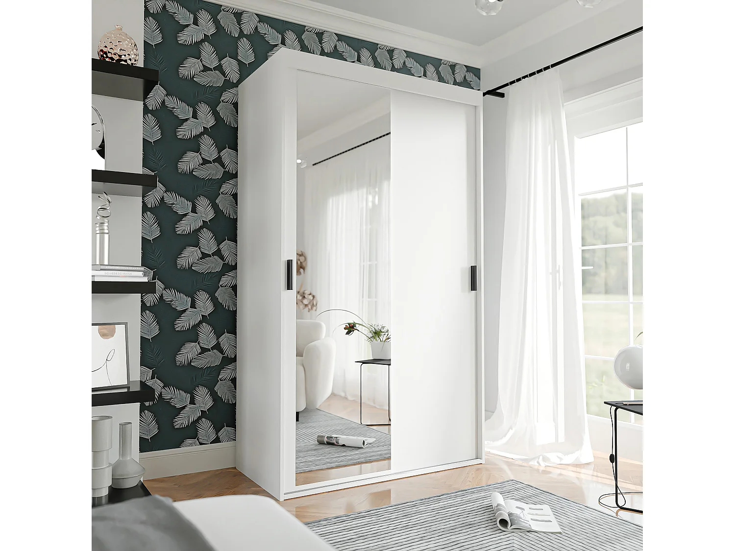 Armoire coulissante blanche à deux portes PEDRI 120 cm