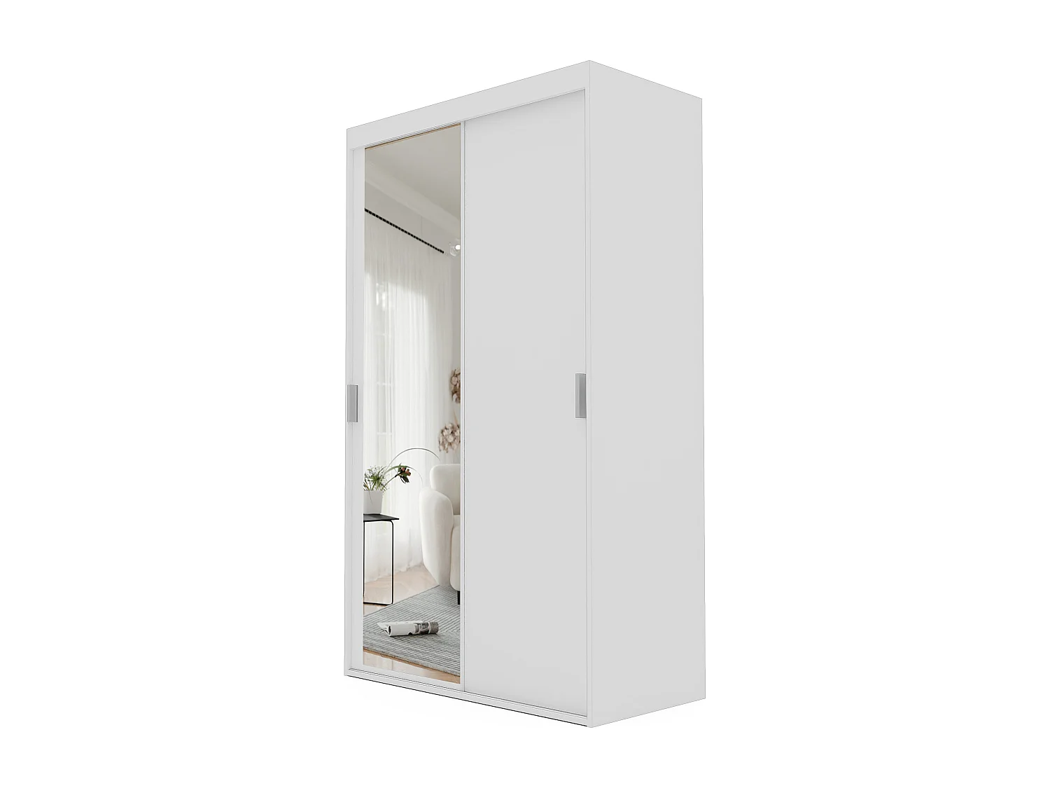 Armoire coulissante blanche à deux portes PEDRI 120 cm