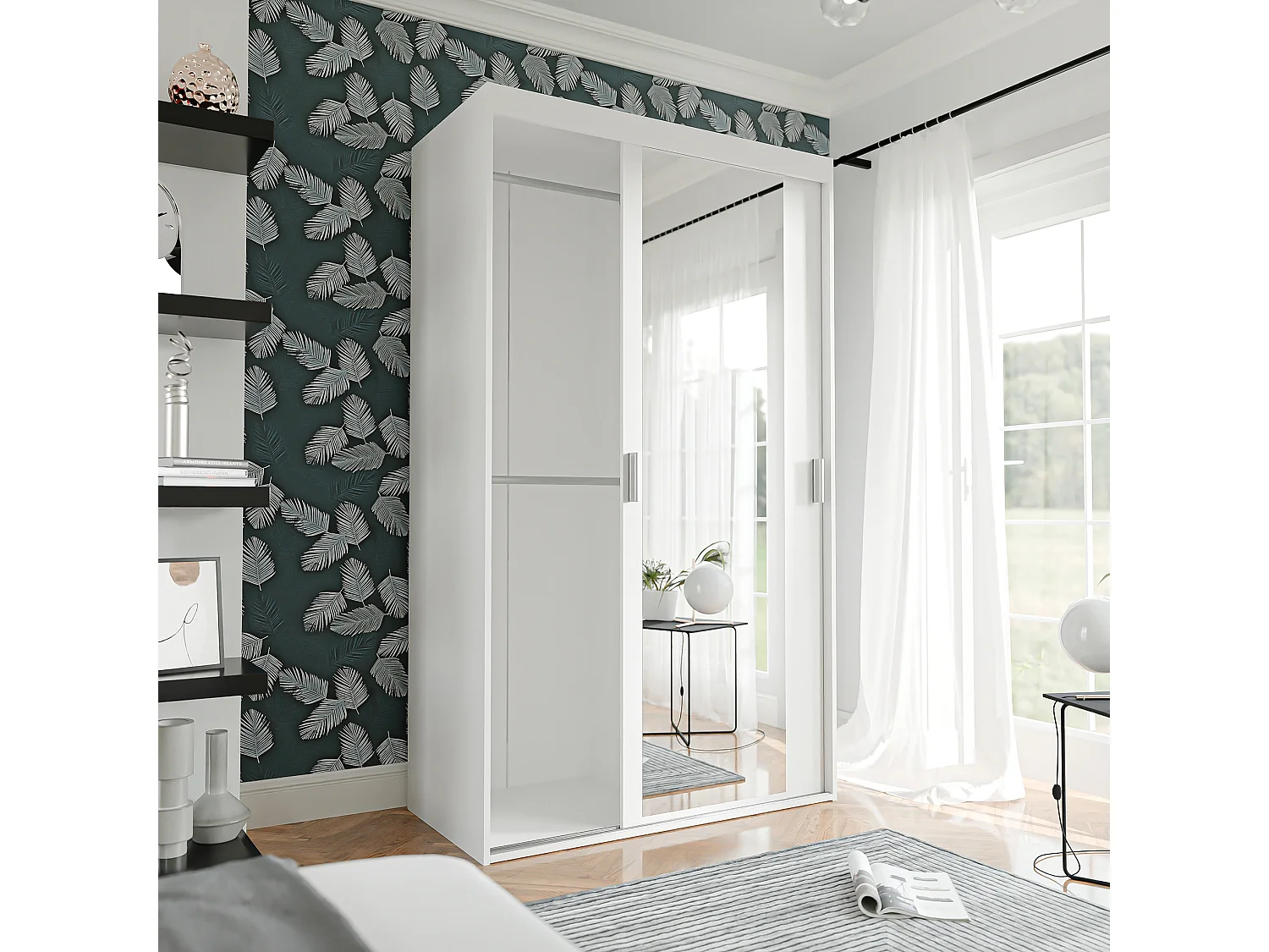 Armoire coulissante blanche à deux portes PEDRI 120 cm