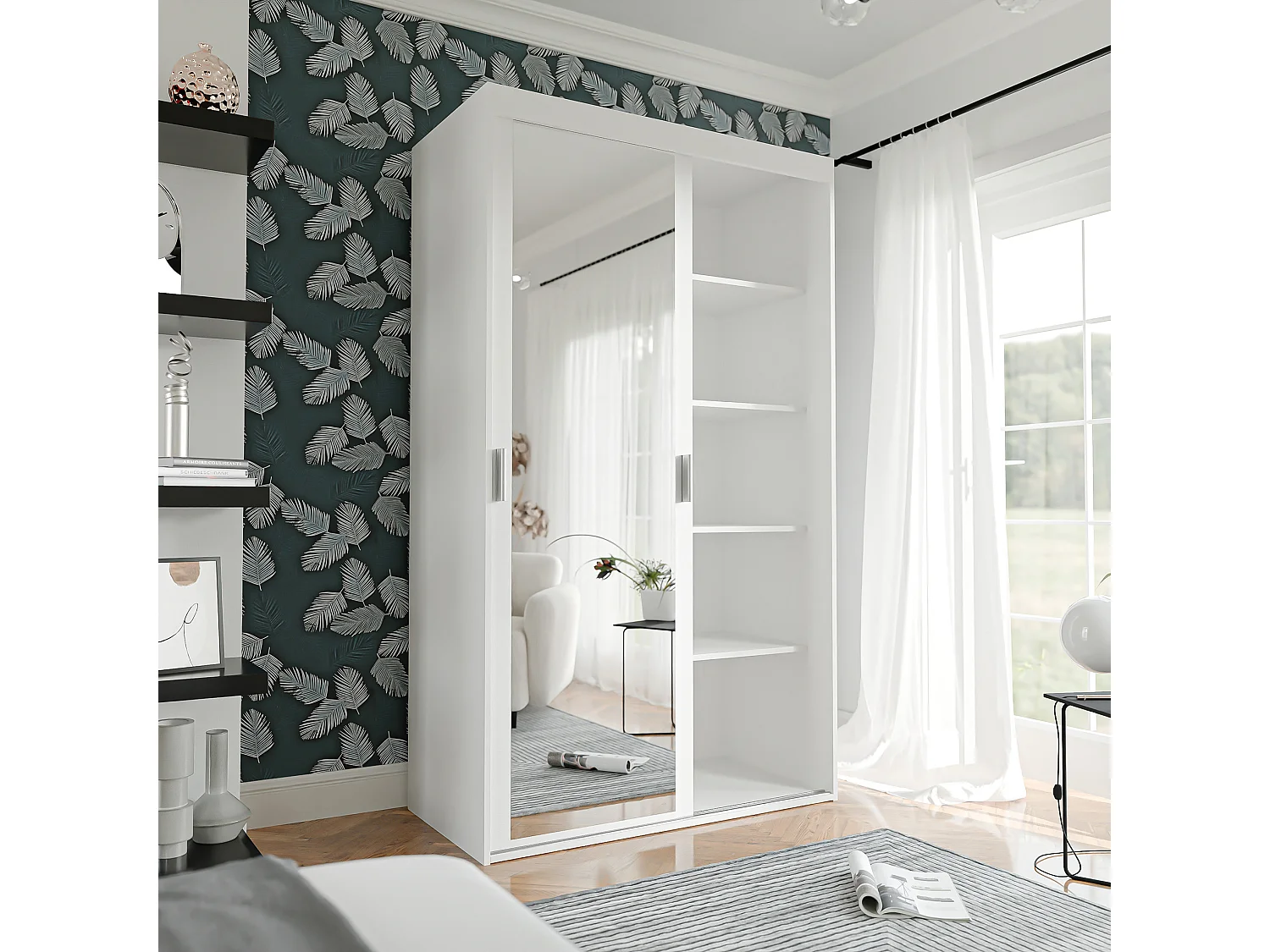 Armoire coulissante blanche à deux portes PEDRI 120 cm