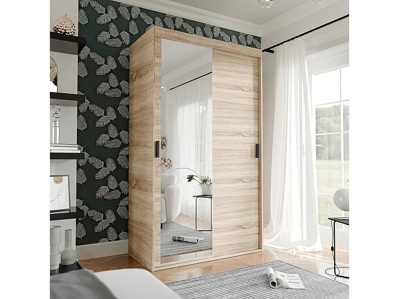 Armoire coulissante à deux portes PEDRI 120 cm couleur chêne sonoma