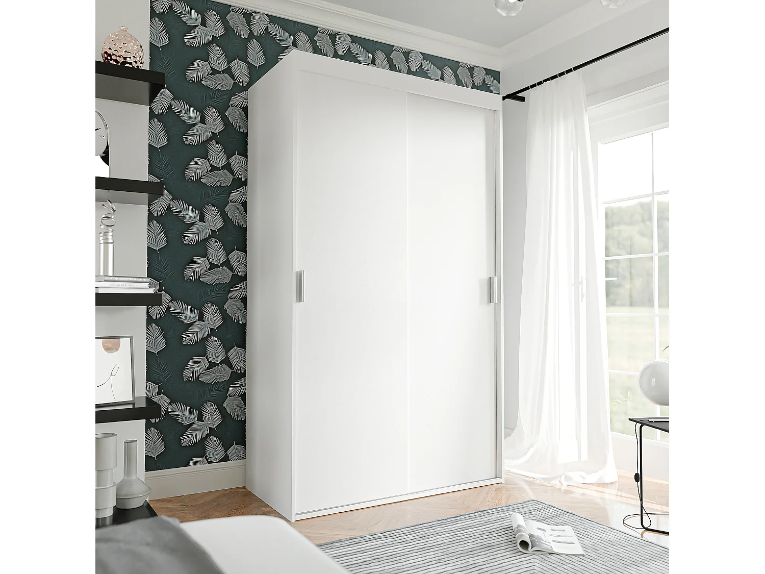 Armoire coulissante blanche à deux portes PEDRI 120 cm