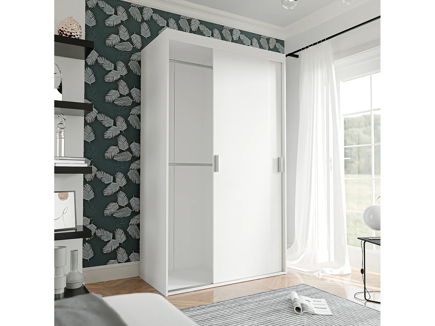 Armoire coulissante blanche à deux portes PEDRI 120 cm