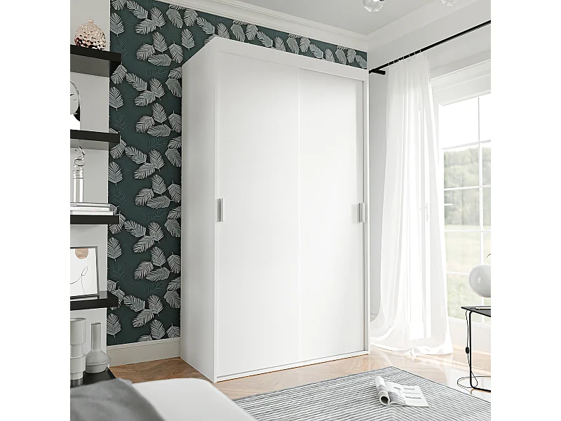 Armoire coulissante blanche à deux portes PEDRI 120 cm