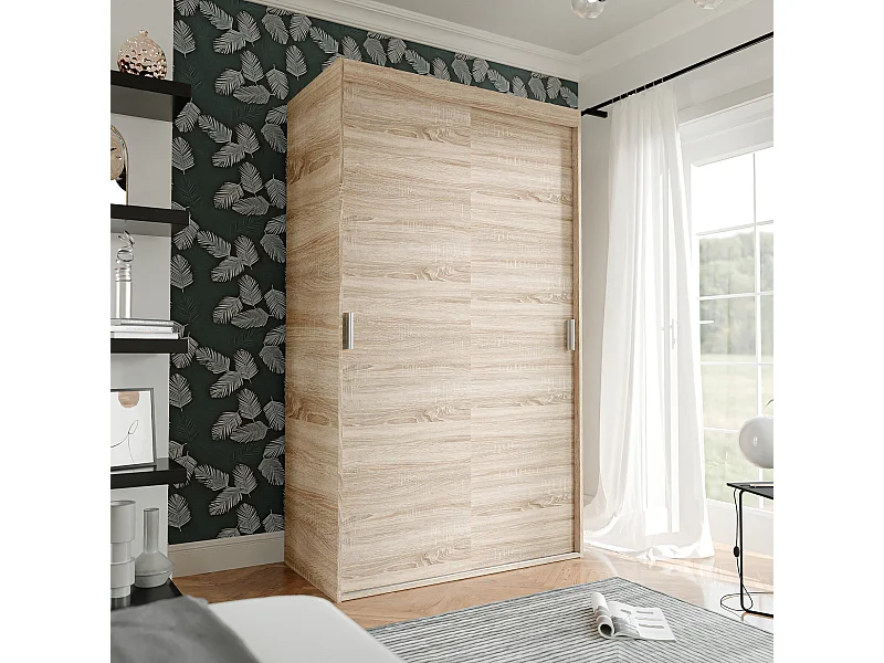 Armoire coulissante à deux portes PEDRI 120 cm couleur chêne sonoma