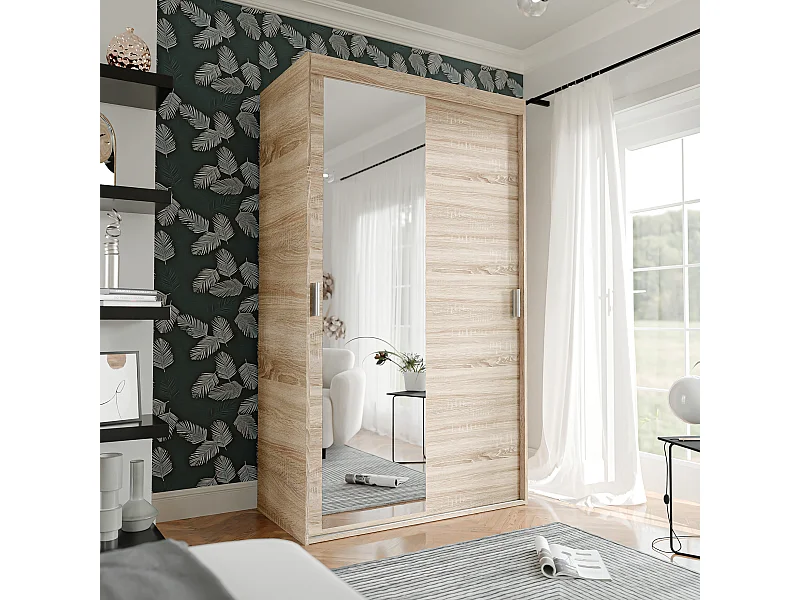 Armoire coulissante à deux portes PEDRI 120 cm couleur chêne sonoma