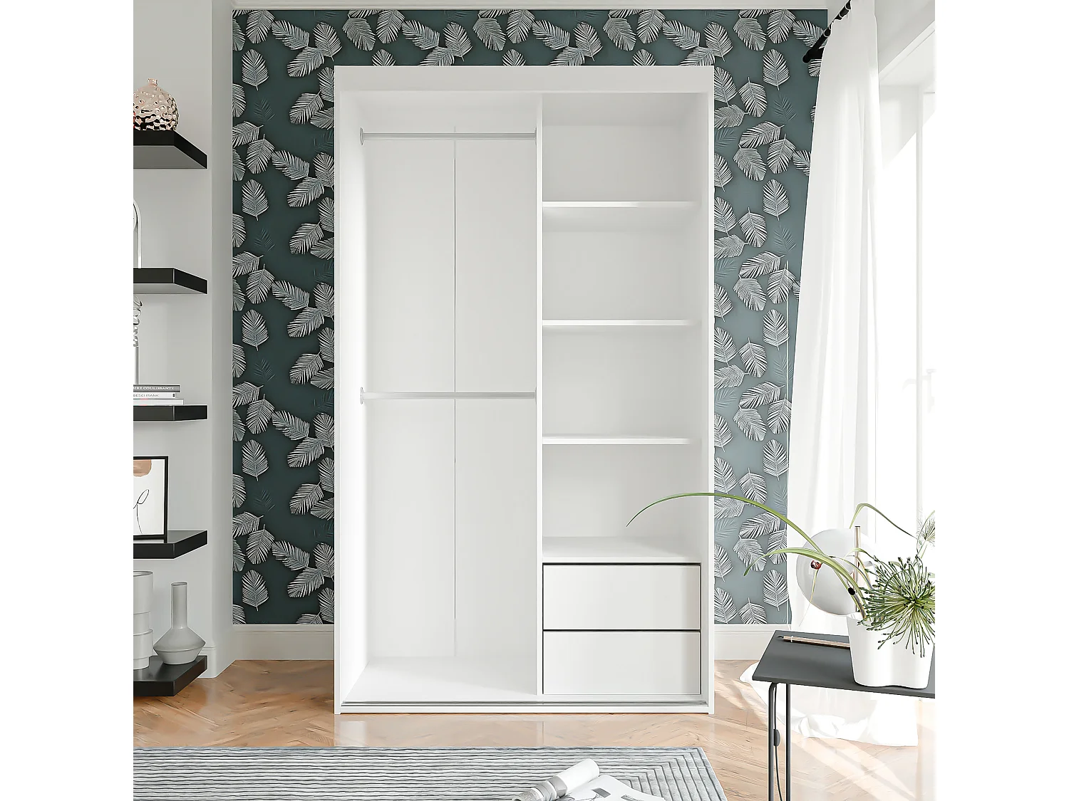 Armoire coulissante blanche à deux portes PEDRI 120 cm