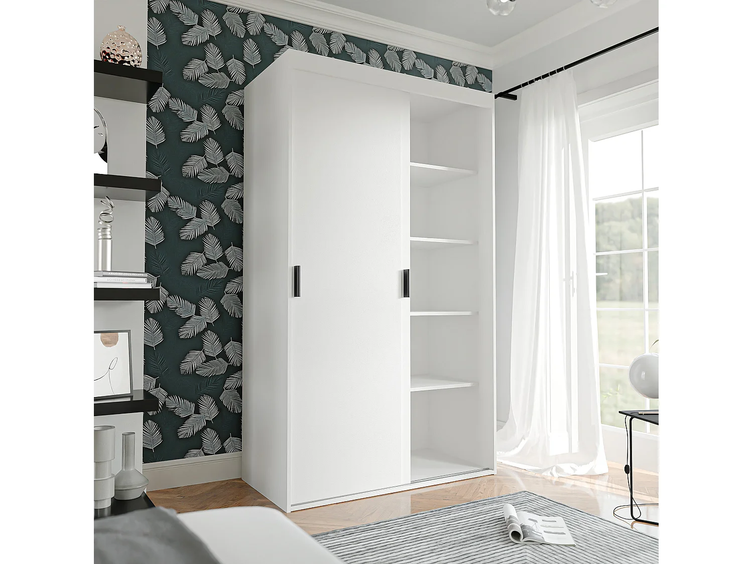 Armoire coulissante blanche à deux portes PEDRI 120 cm