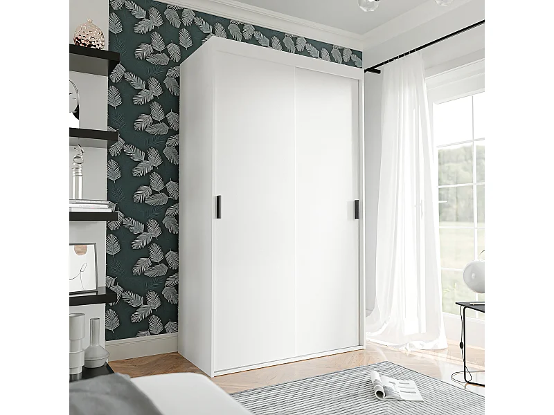 Armoire coulissante blanche à deux portes PEDRI 120 cm