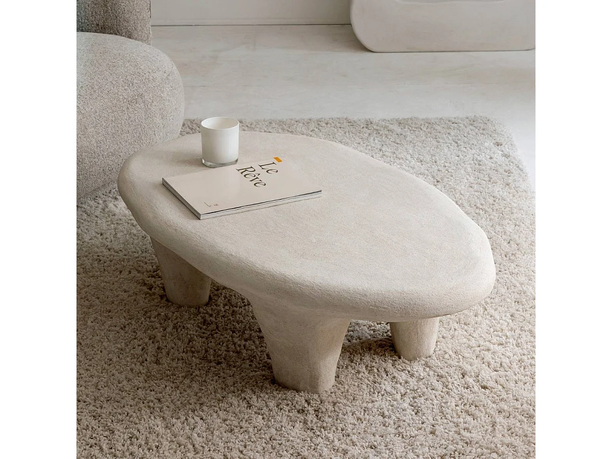 Table basse blanche en bois effet béton Danaé