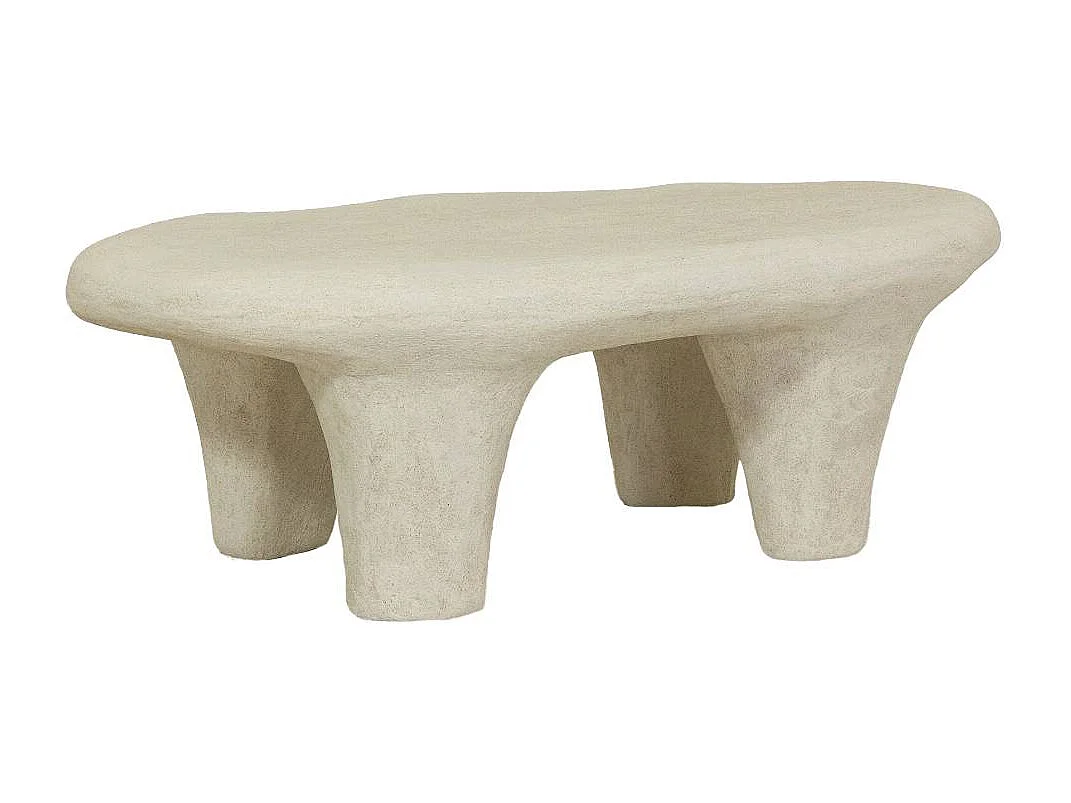 Table basse blanche en bois effet béton Danaé