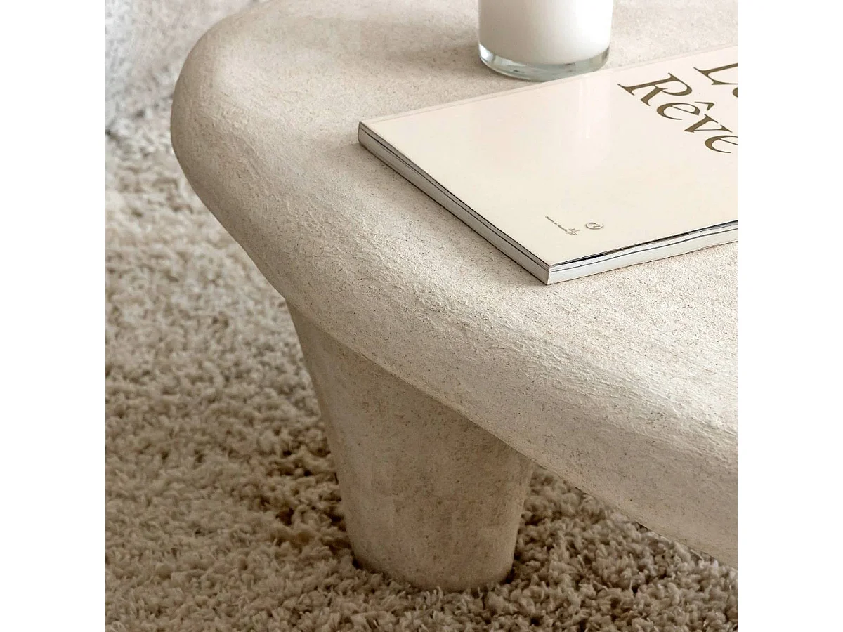 Table basse blanche en bois effet béton Danaé