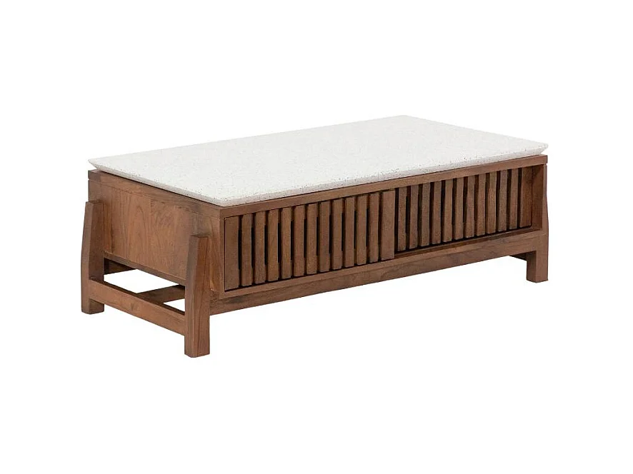 Table basse en bois d'acacia et terrazzo Kaelis