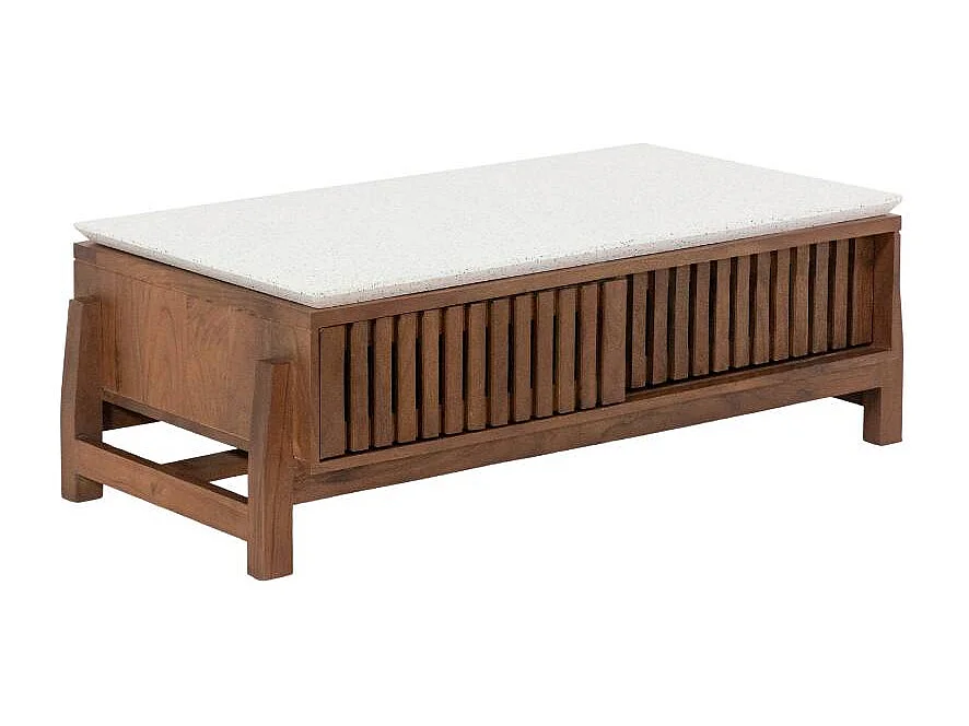 Table basse en bois d'acacia et terrazzo Kaelis
