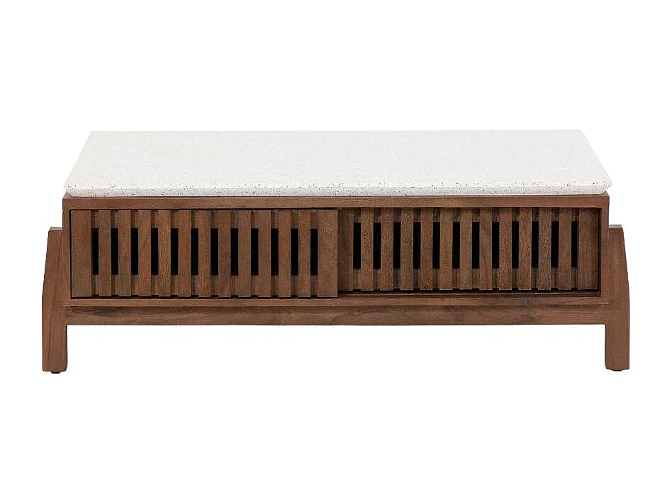 Table basse en bois d'acacia et terrazzo Kaelis