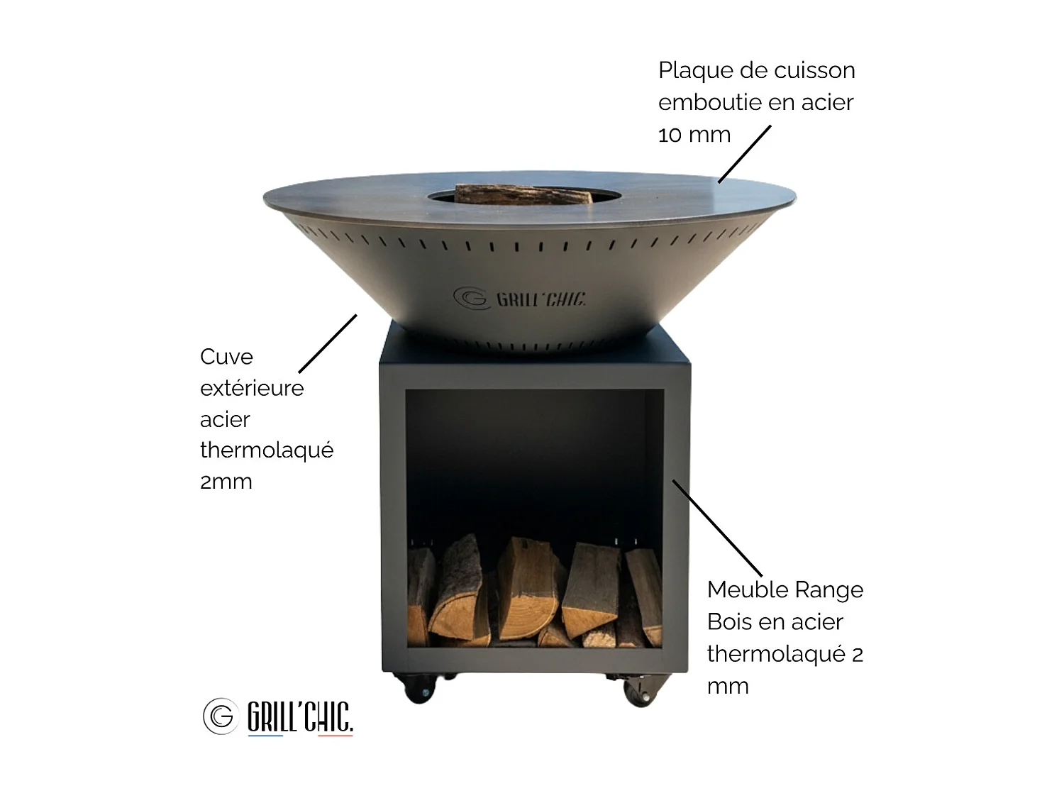 Brasero Classique Acier 103 Gris Anthracite