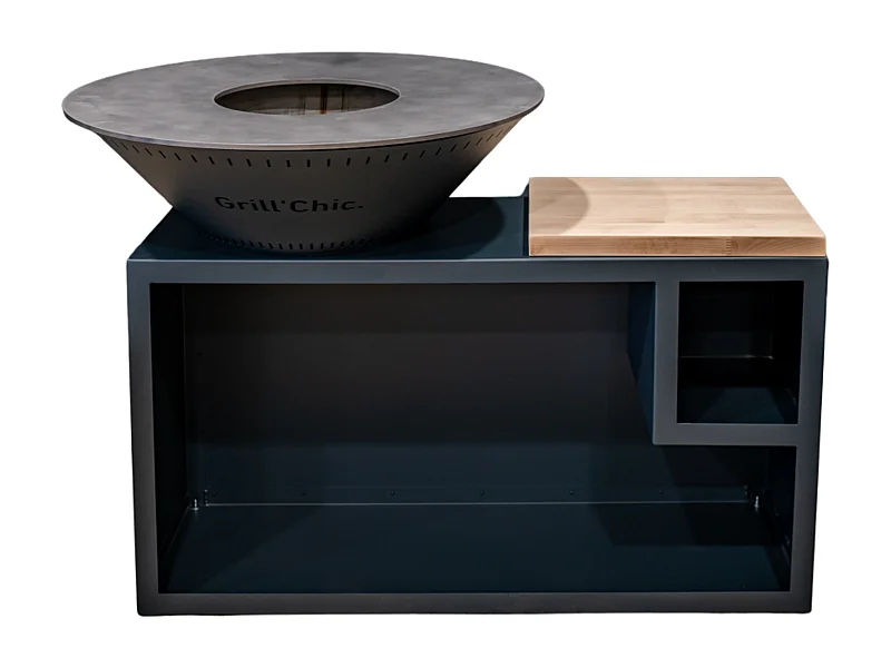 TRADITIONNEL Brasero Double Cuve Aluminium 83x90cm - Anthracite - Discret et pratique pour des moments en extérieur