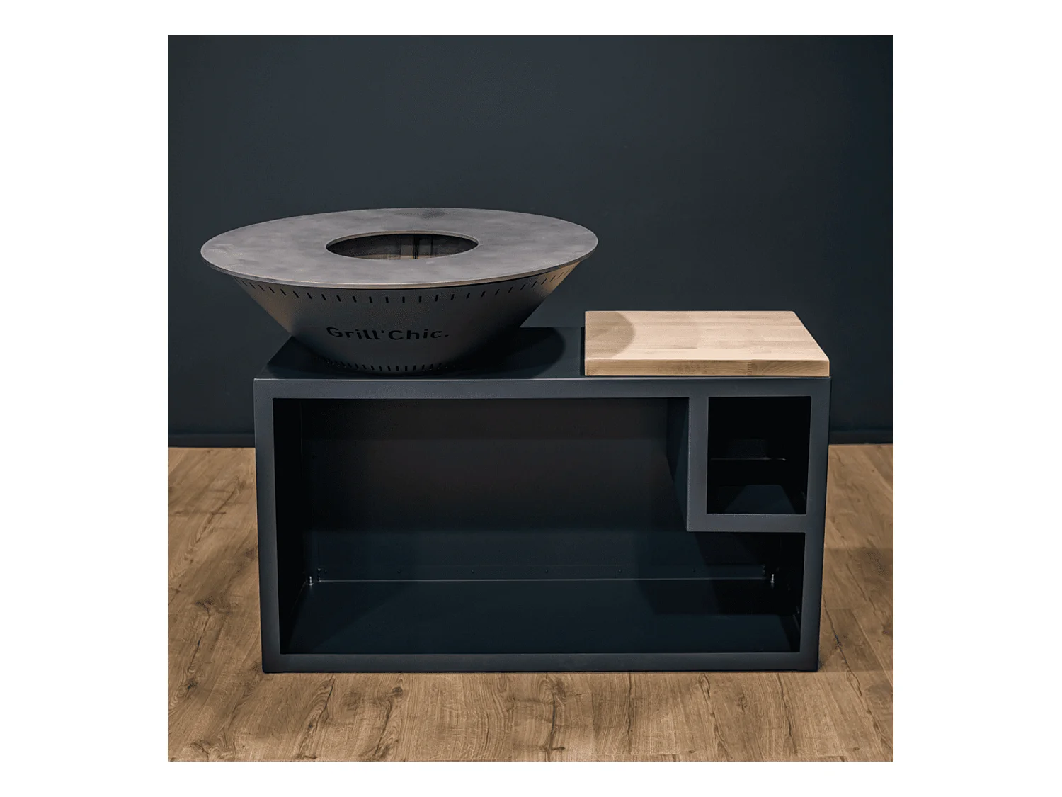 TRADITIONNEL Brasero Double Cuve Aluminium 83x90cm - Anthracite - Discret et pratique pour des moments en extérieur