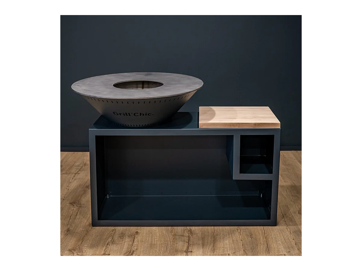 TRADITIONNEL Brasero Double Cuve Aluminium 83x90cm - Anthracite - Discret et pratique pour des moments en extérieur