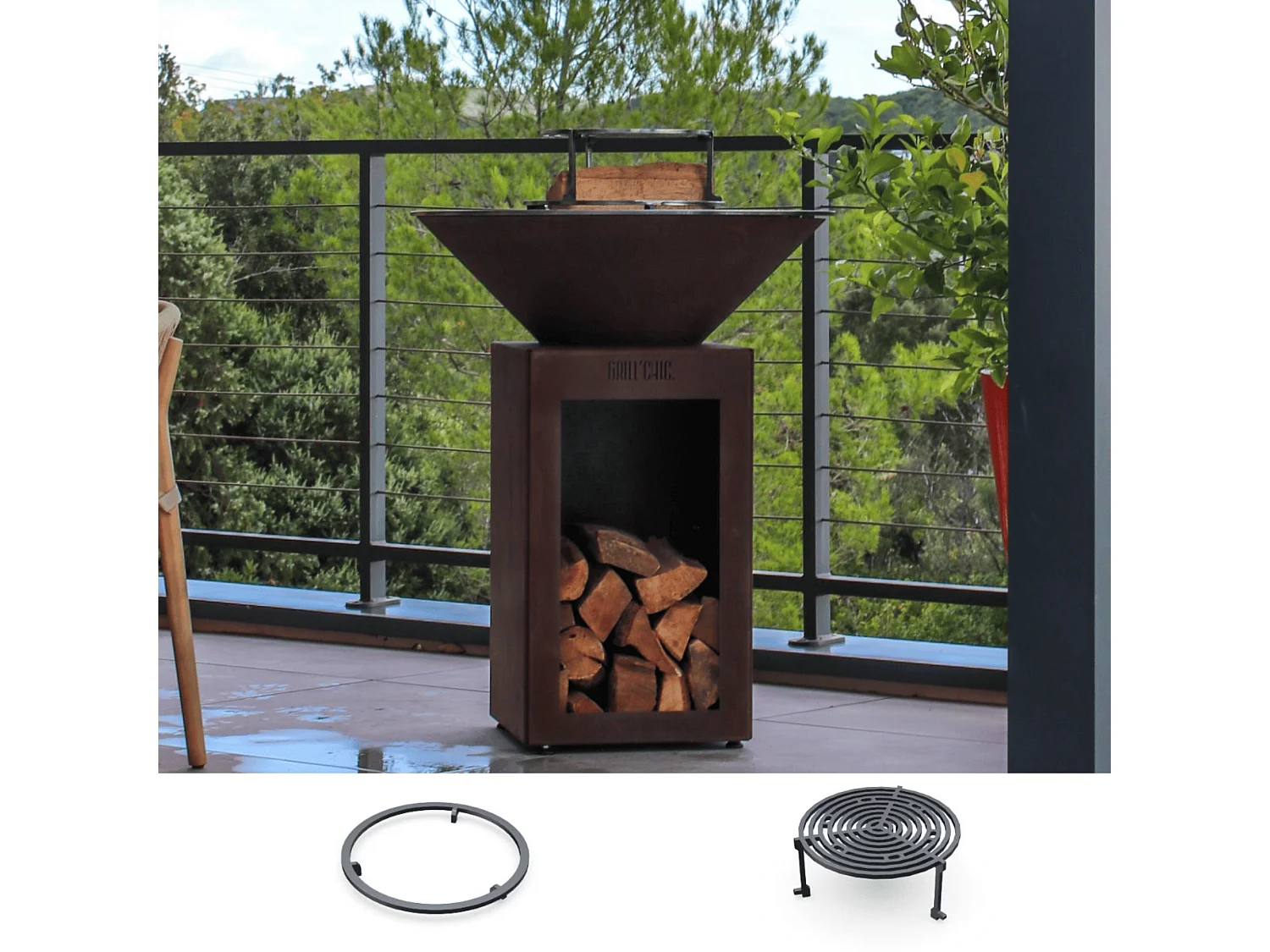 Pack Decouverte Brasero Auvergnat Corten Bois Rond 62 Simple Cuve