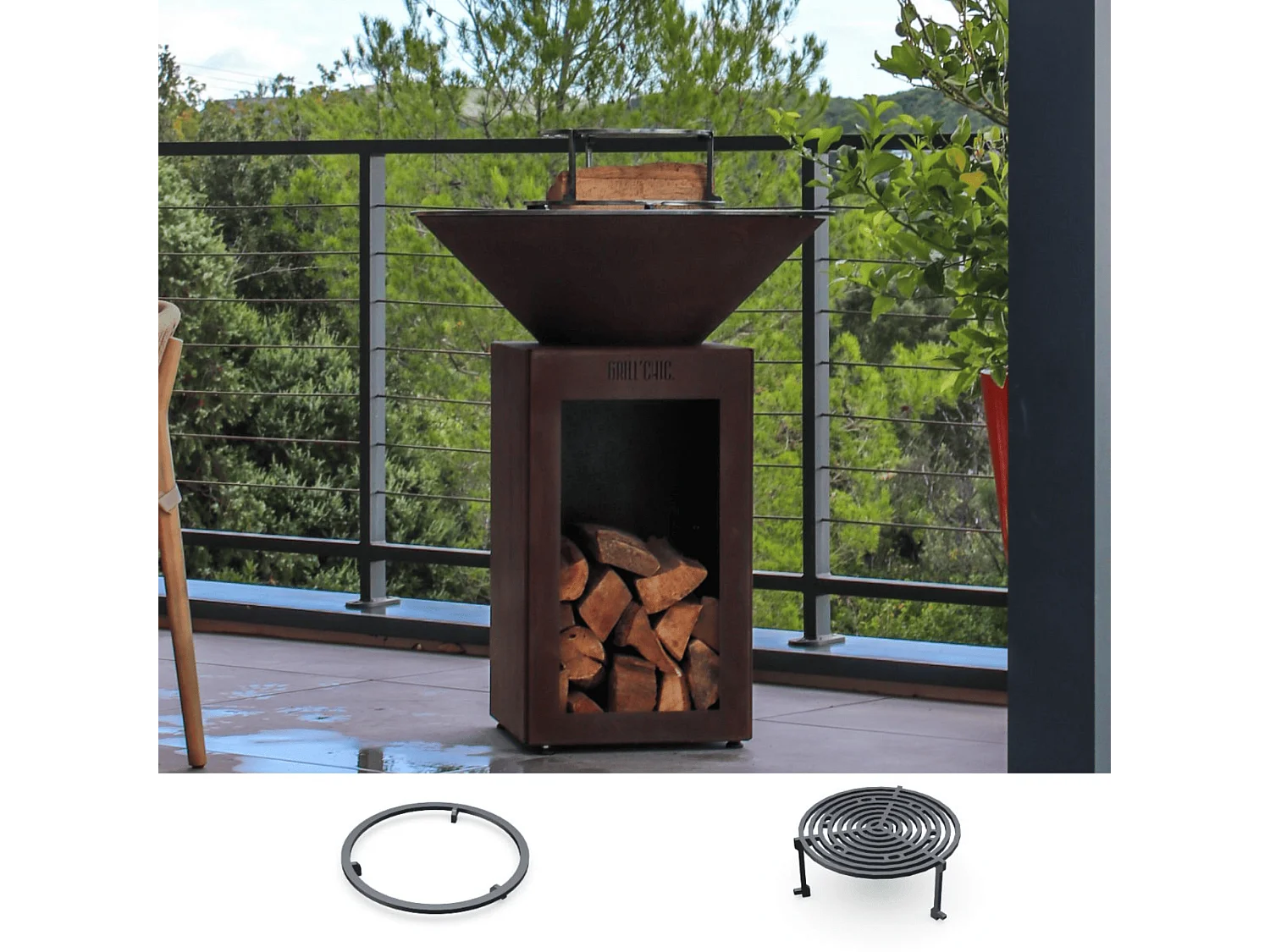 Pack Decouverte Brasero Auvergnat Corten Bois Rond 62 Simple Cuve