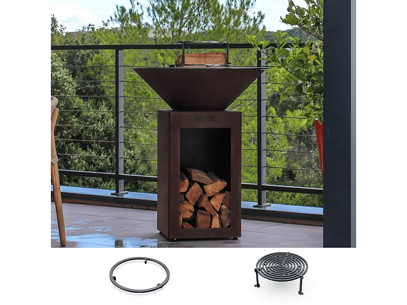 Pack Decouverte Brasero Auvergnat Corten Bois Rond 62 Simple Cuve