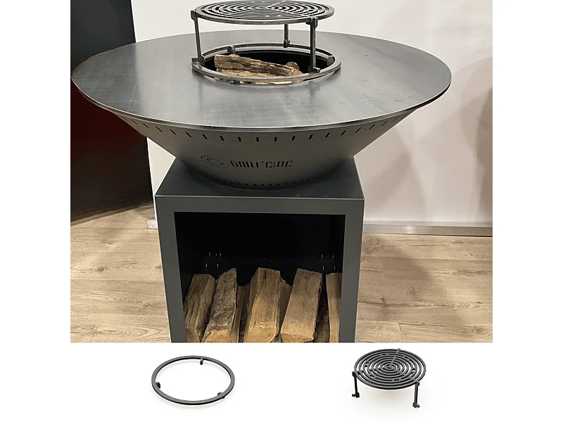 Pack Découverte Brasero CLASSIQUE Double Cuve Acier Thermolaqué 83x90cm - Gris Anthracite - Un design sobre et moderne pour une cuisine extérieure compacte