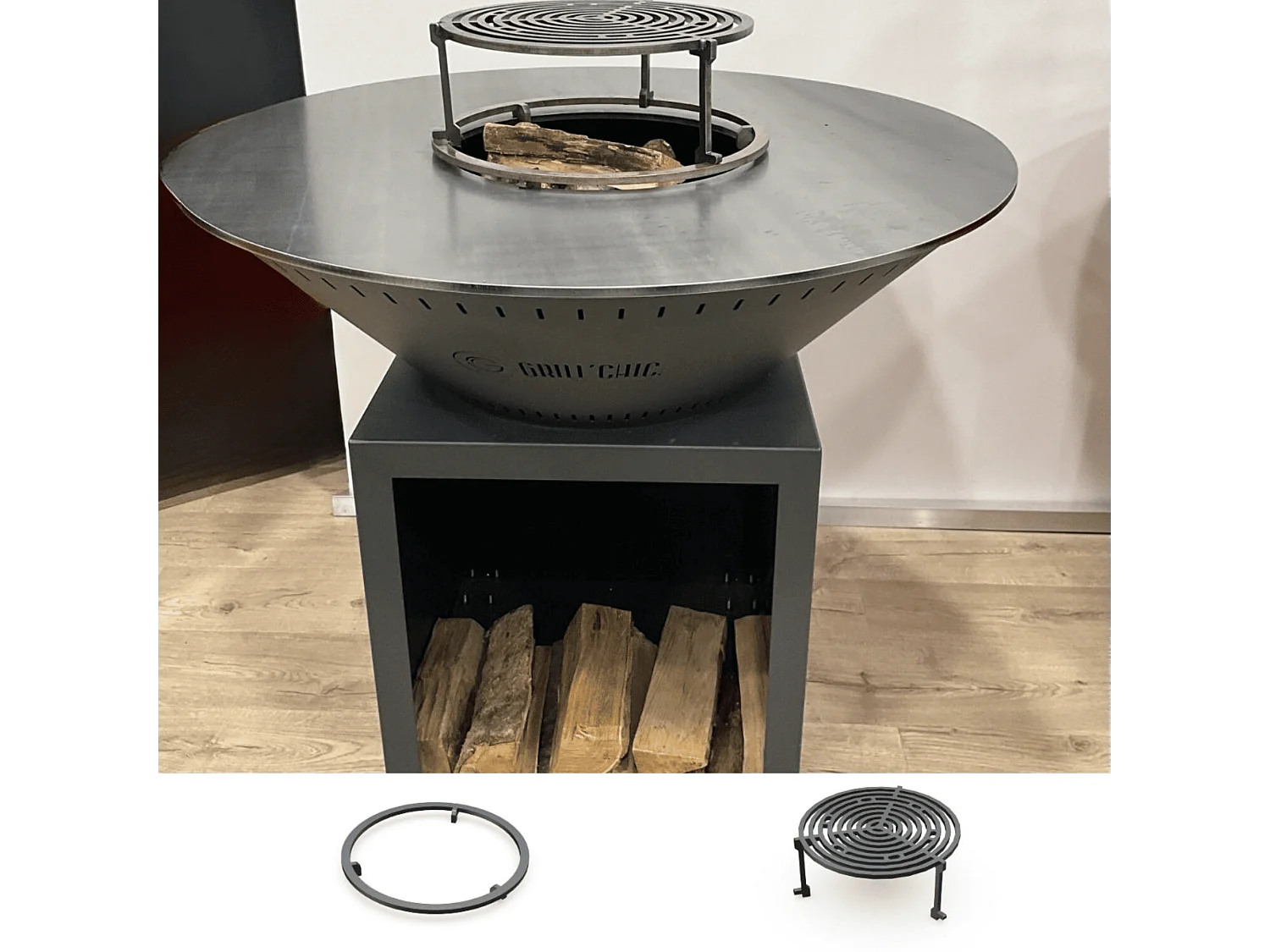 Pack Decouverte Brasero Classique Acier 83 Gris Anthracite Double Cuve