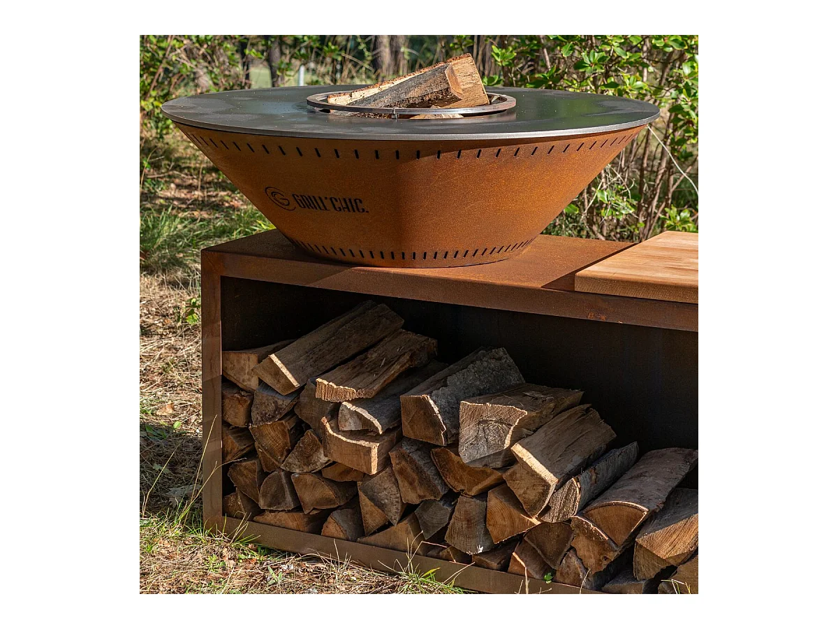 Pack Découverte Brasero TRADITIONNEL Double Cuve 103x90cm - Un brasero traditionnel robuste pour des repas conviviaux en extérieur