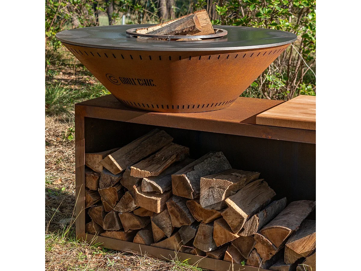 Pack Découverte Brasero TRADITIONNEL Double Cuve 103x90cm - Un brasero traditionnel robuste pour des repas conviviaux en extérieur