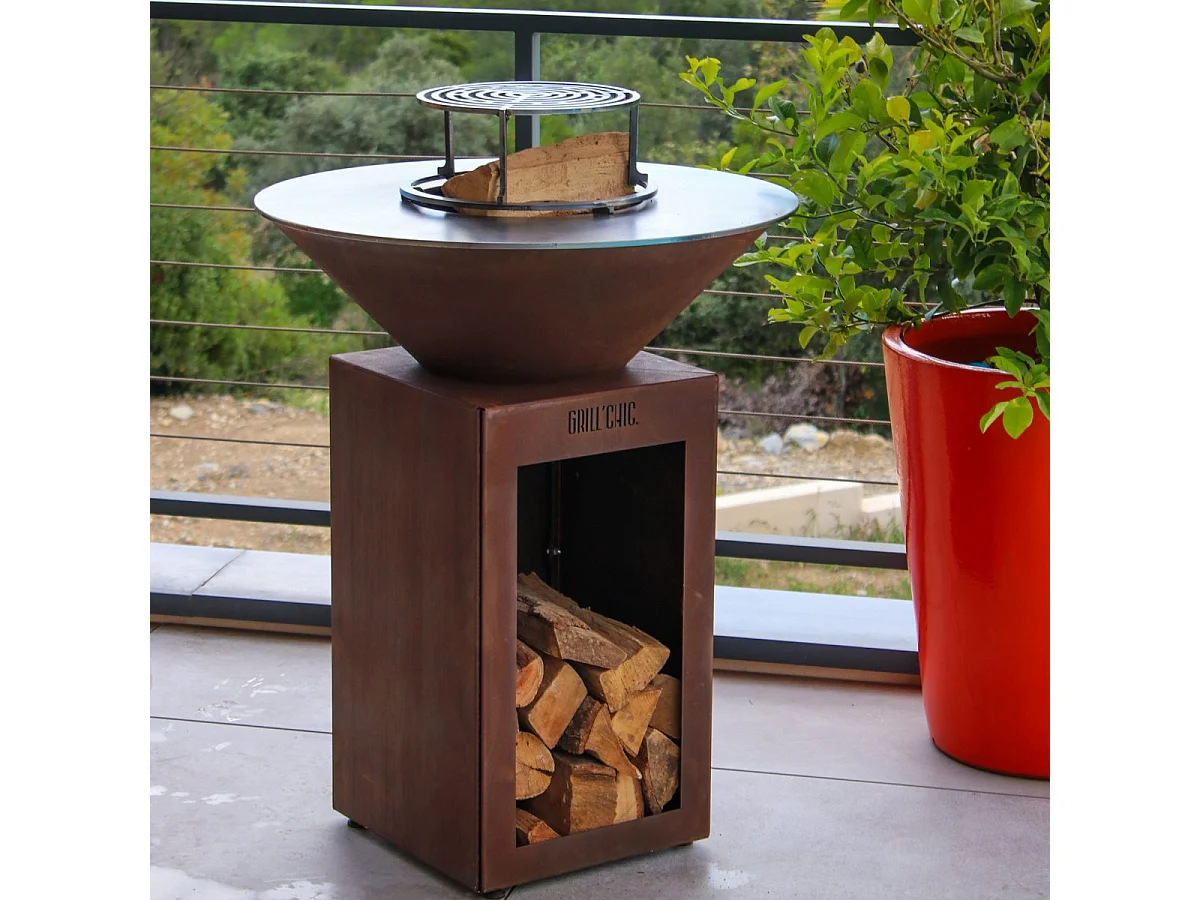 Pack Printemps Brasero Cevenol Corten Bois Rond 74 Simple Cuve