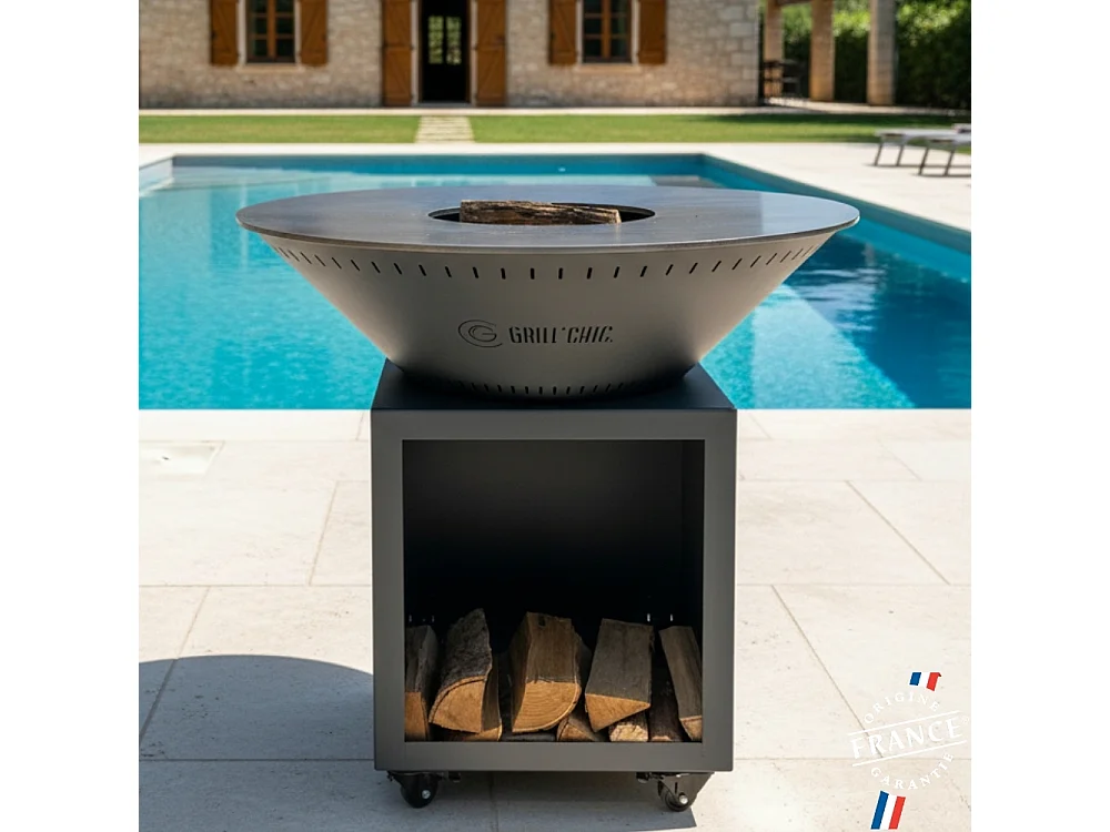 Brasero Classique Acier 83 Gris Anthracite Double Cuve