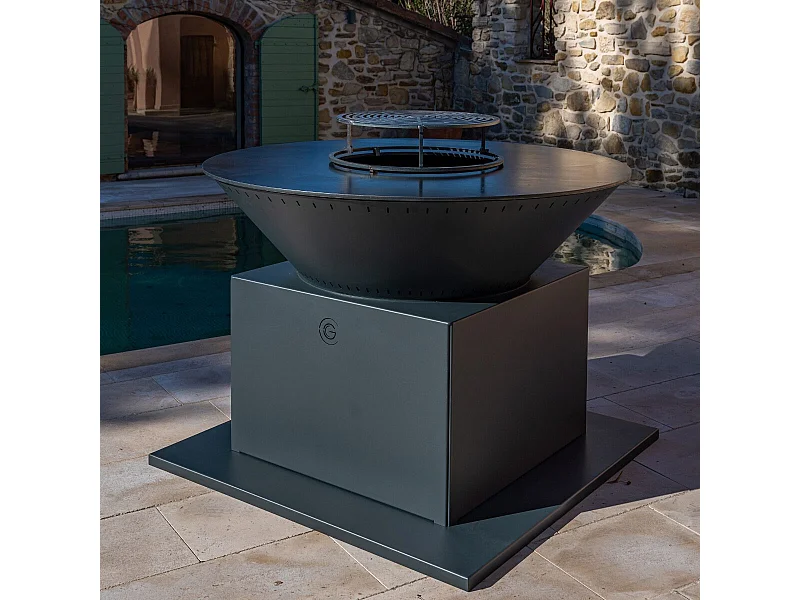 FESTIF Double Cuve Aluminium - Brasero 107 x 133 cm Anthracite - Design moderne pour une atmosphère intime et confortable