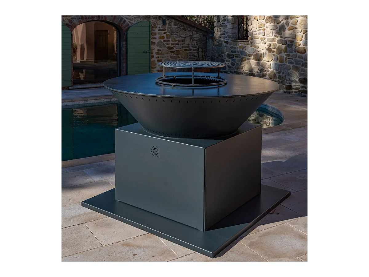 FESTIF Double Cuve Aluminium - Brasero 107 x 133 cm Anthracite - Design moderne pour une atmosphère intime et confortable