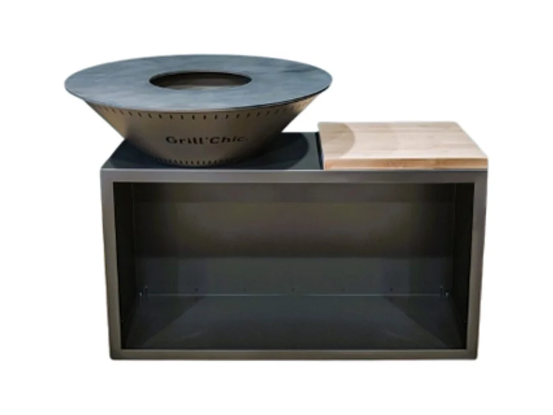 TRADITIONNEL Brasero Double Cuve Acier 103x90cm - Anthracite - Design élégant et spacieux pour vos soirées en extérieur