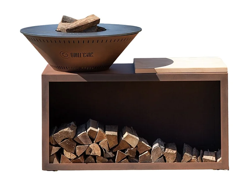 Brasero Traditionnel Acier 103 Imitation Corten Double Cuve