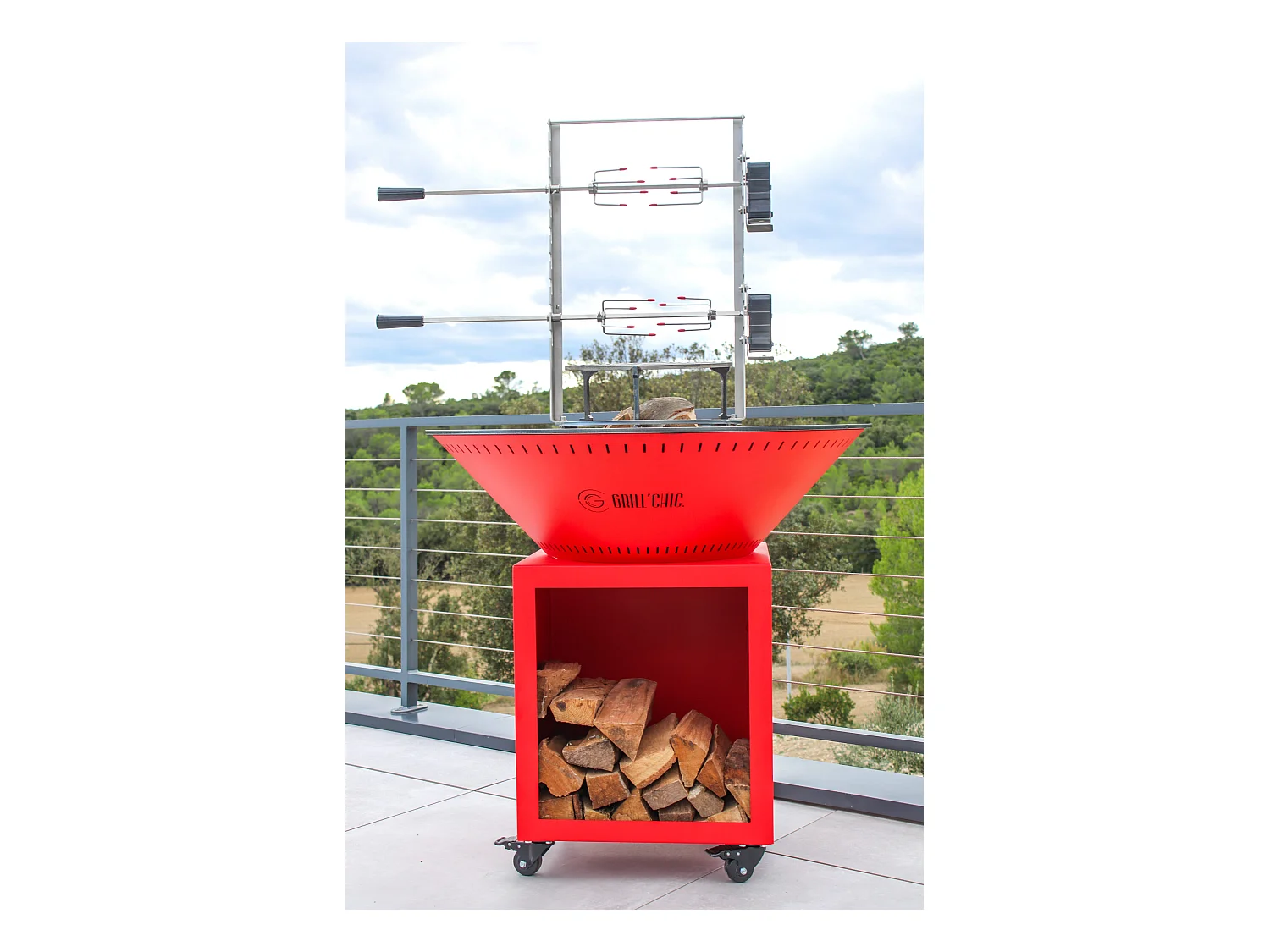 CLASSIQUE Double Cuve Acier - Brasero - 103x90cm - Effet Corten - Style industriel et robuste pour une ambiance chaleureuse en extérieur