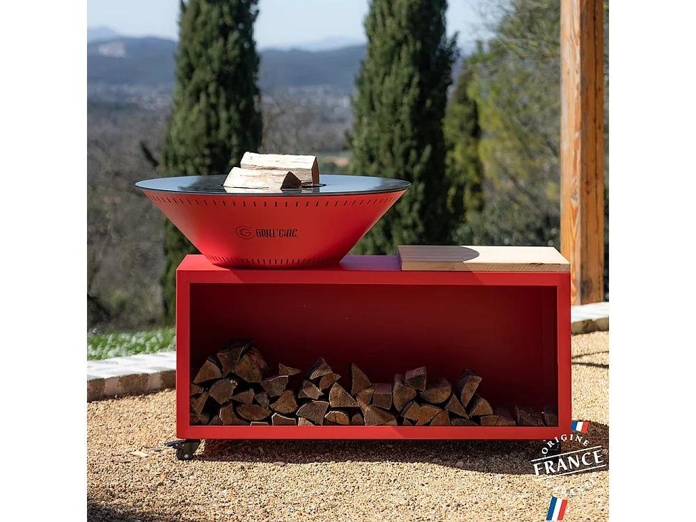 Brasero Traditionnel Acier 103 Rouge Double Cuve