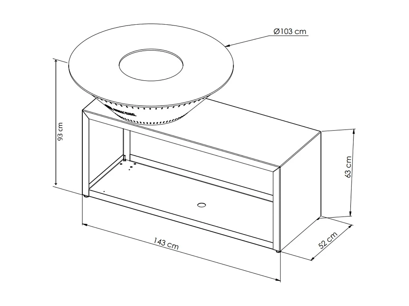 Brasero Traditionnel Acier 103 Rouge Double Cuve