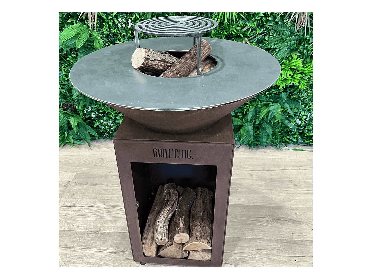 AUVERGNAT Brasero Simple Cuve Corten  Rond - Avec rangement bois - Pratique et esthétique pour réchauffer vos moments conviviaux