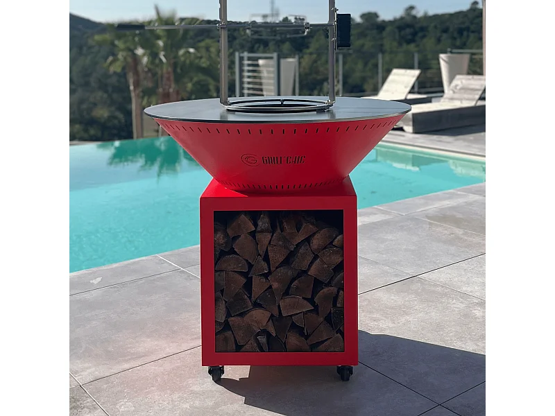 CLASSIQUE Double Cuve Acier - Brasero - 103x90cm - Rouge - Design audacieux et performant pour des soirées conviviales