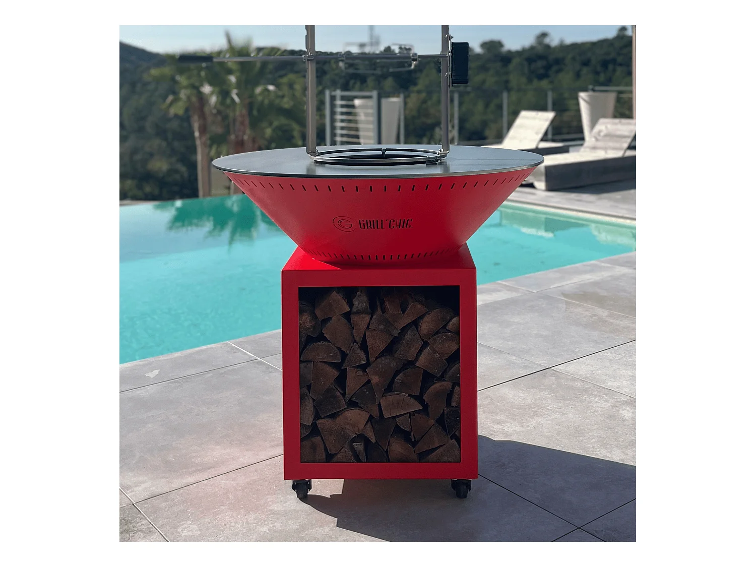 CLASSIQUE Double Cuve Acier - Brasero - 103x90cm - Rouge - Design audacieux et performant pour des soirées conviviales