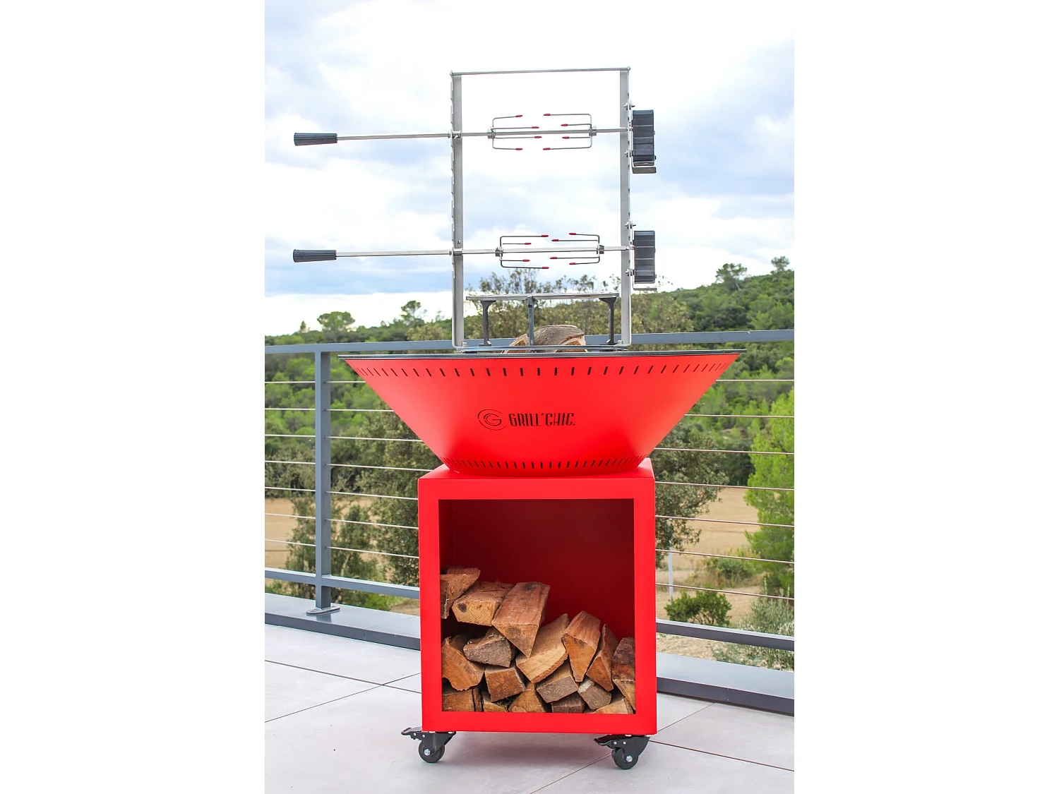 CLASSIQUE Double Cuve Acier - Brasero - 103x90cm - Rouge - Design audacieux et performant pour des soirées conviviales