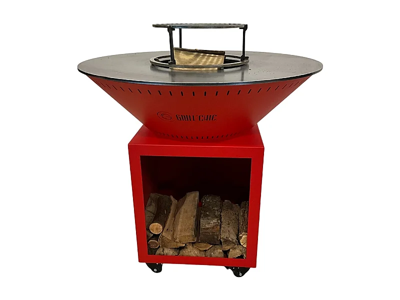 Braséro CLASSIQUE Double Cuve Acier 103x90cm - Rouge - Design audacieux et performant pour des soirées conviviales