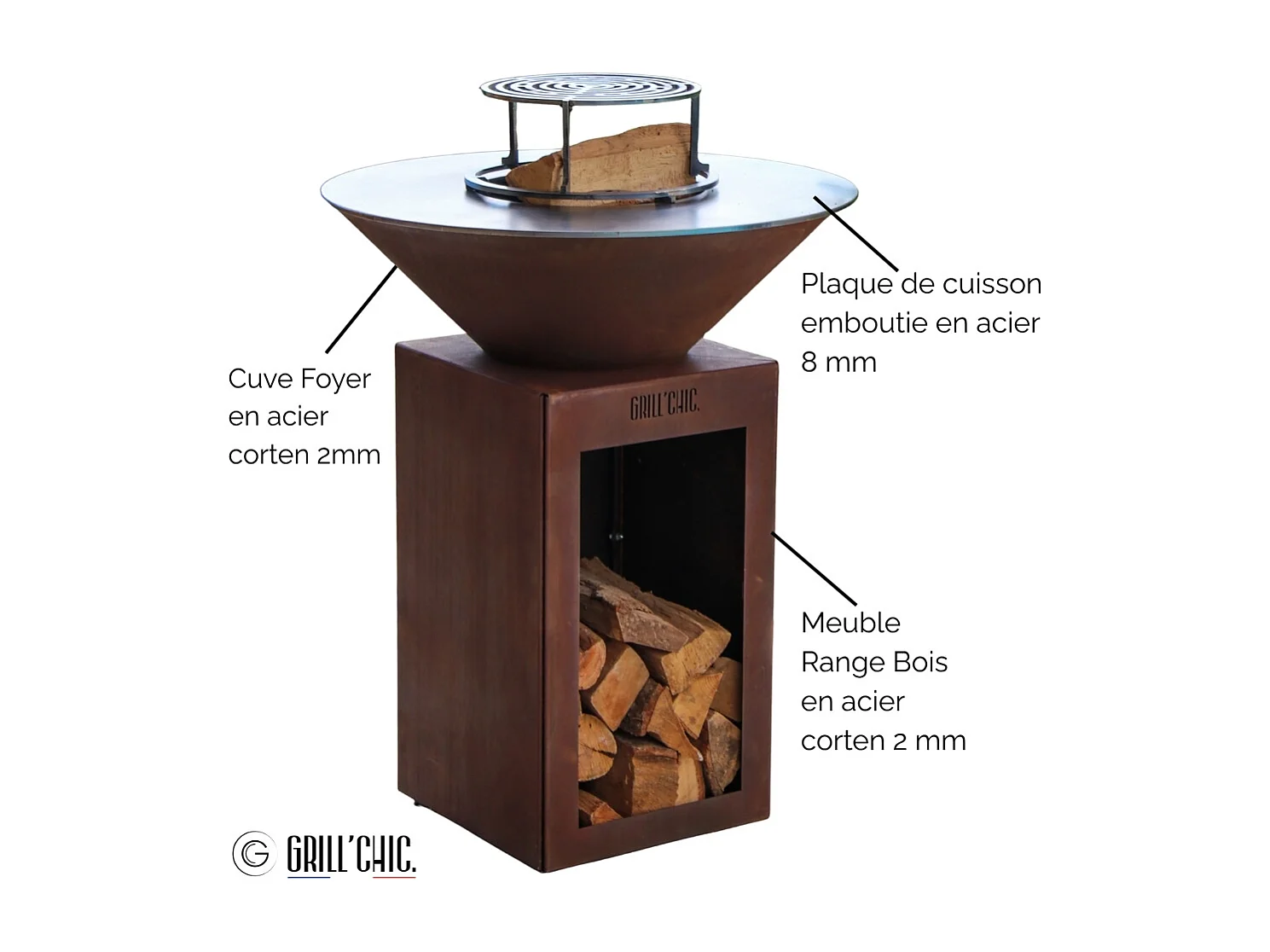 Brasero Cevenol Corten Bois Rond 74 Simple Cuve