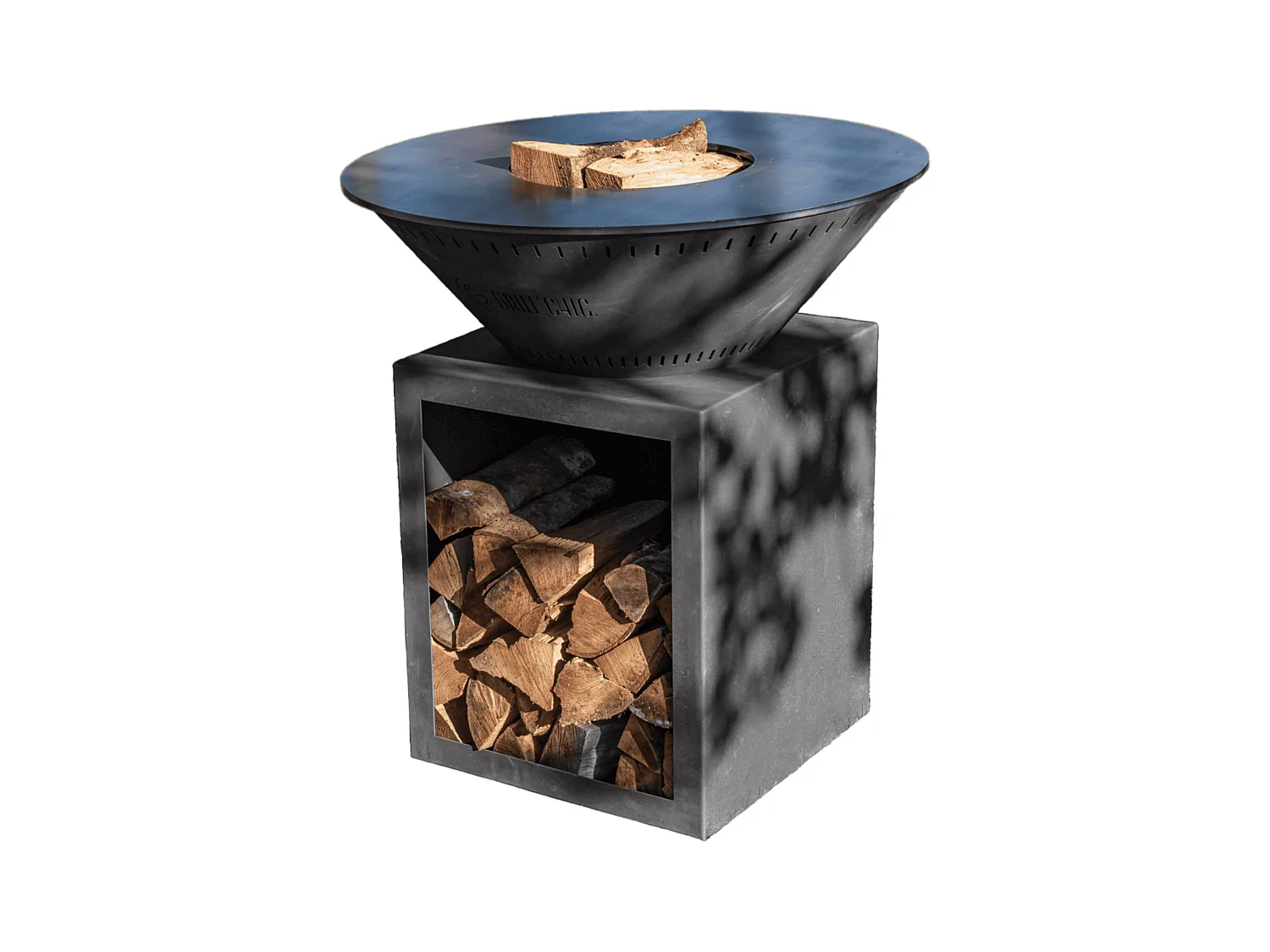 CLASSIQUE Brasero Double Cuve Acier 83x90cm - Noir - Sobre et puissant, parfait pour profiter de la chaleur du feu en toute simplicité