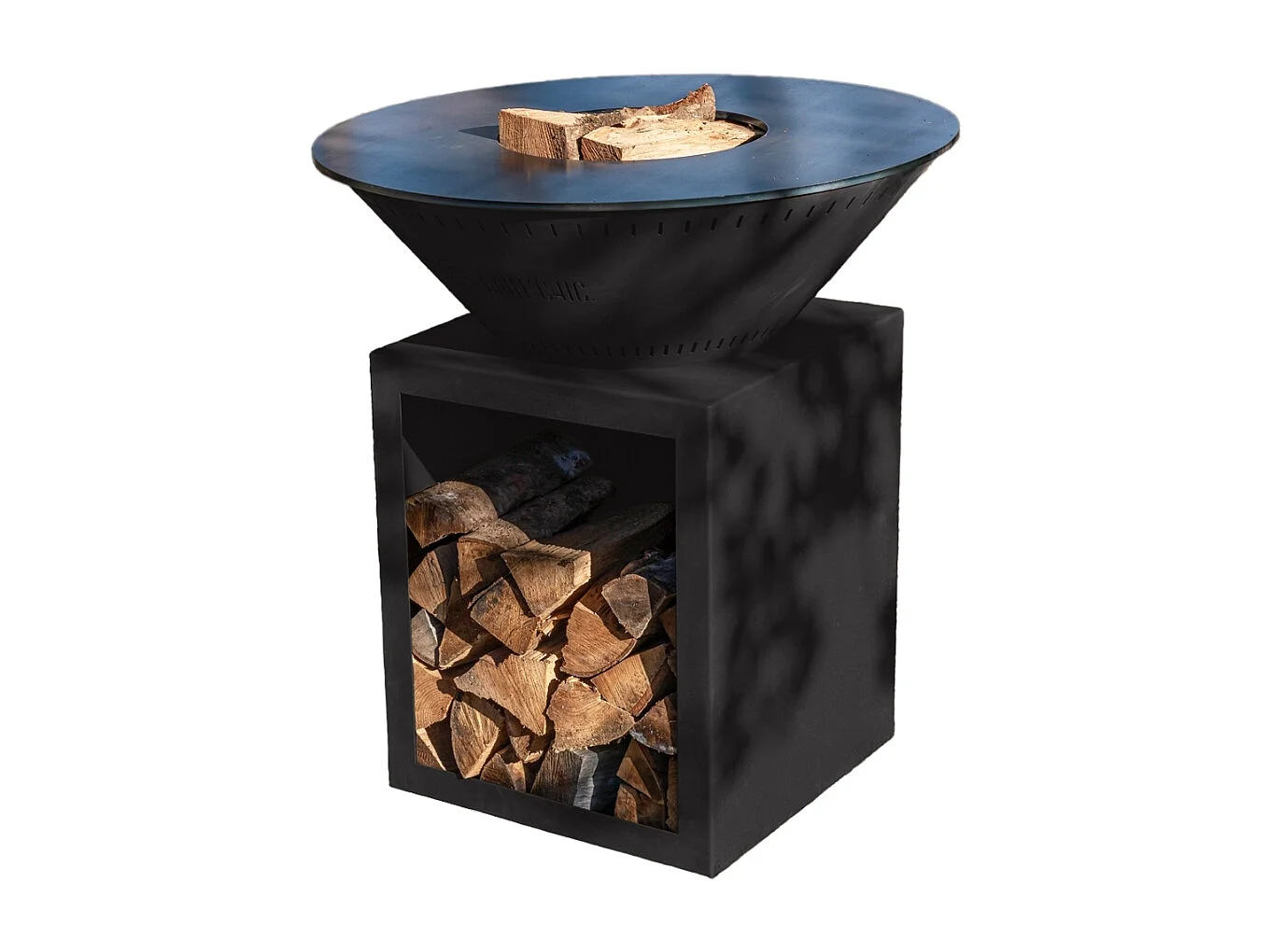 Braséro CLASSIQUE Double Cuve Acier 83x90cm - Noir - Sobre et puissant, parfait pour profiter de la chaleur du feu en toute simplicité