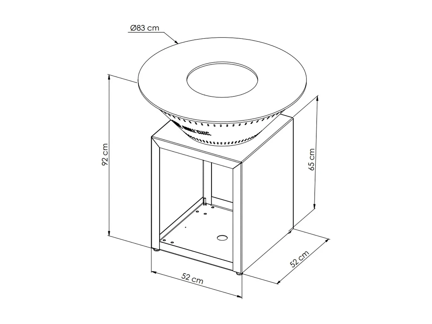 Braséro CLASSIQUE Double Cuve Acier 83x90cm - Noir - Sobre et puissant, parfait pour profiter de la chaleur du feu en toute simplicité