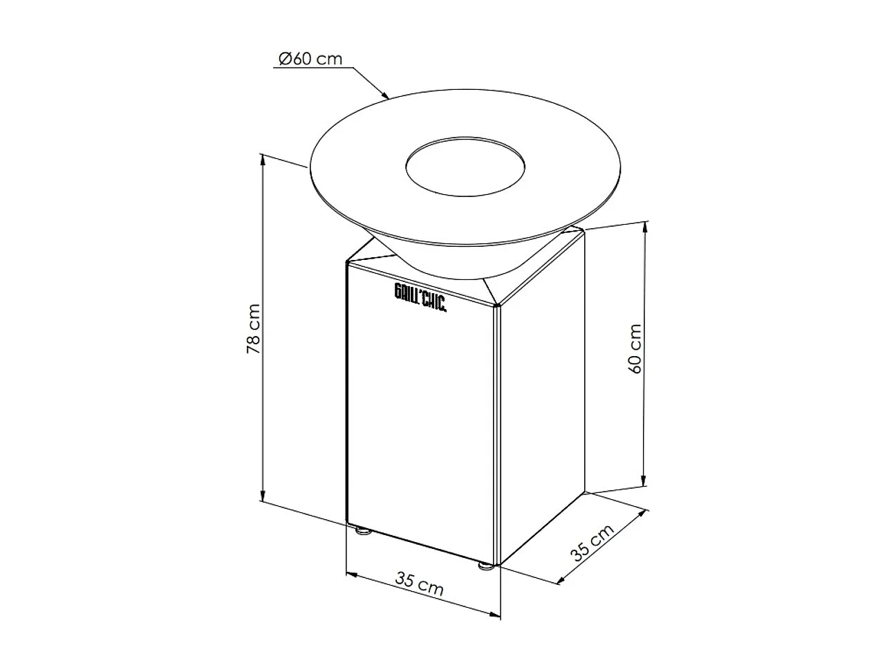 Brasero Auvergnat Corten Normal Rond 62 Simple Cuve